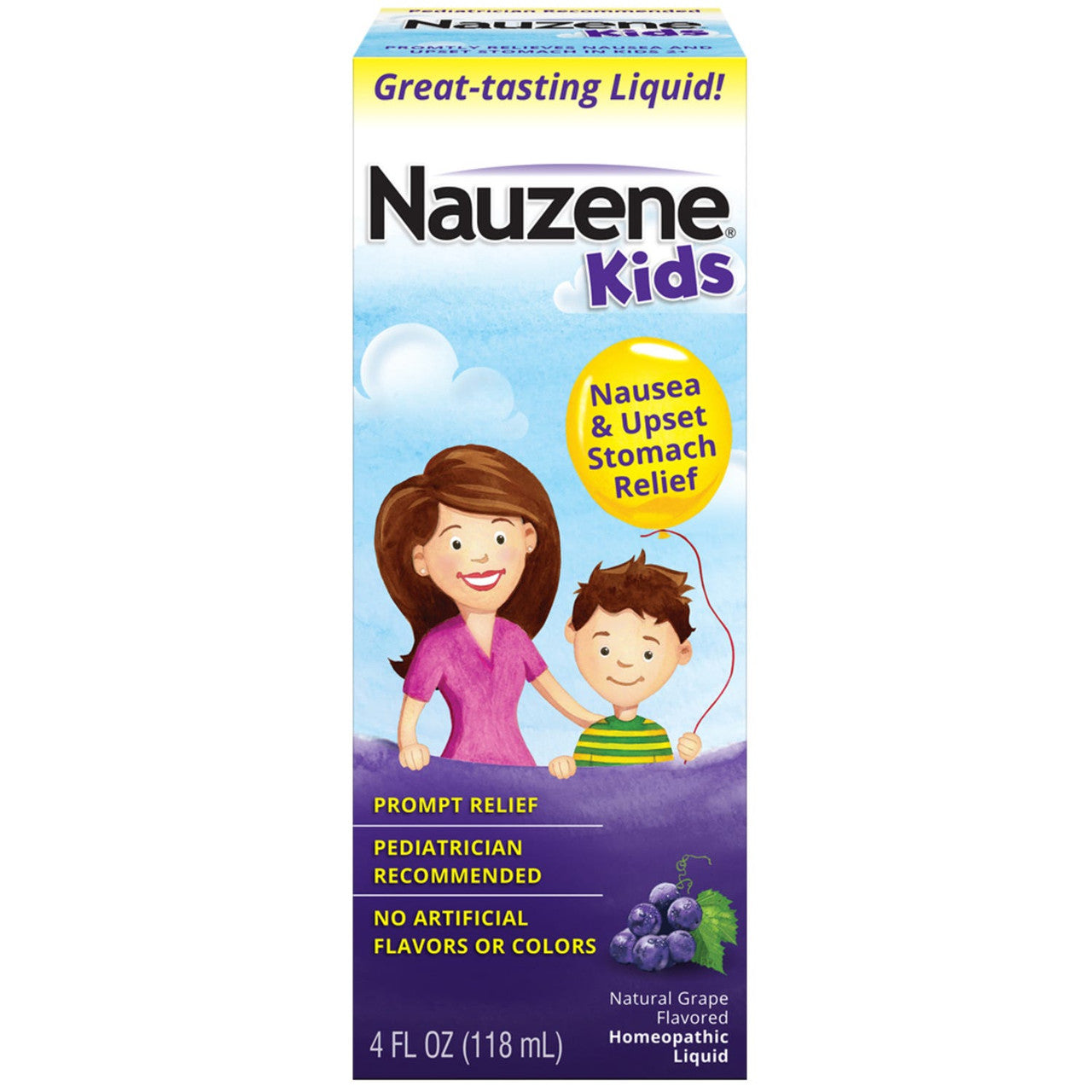 Nauzene Kids Upset Stomach and Nausea Liquid Homeopathic Grape 4 oz